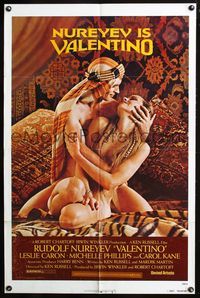 7k834 VALENTINO 1sh '77 great image of Rudolph Nureyev & naked Michelle Phillipes!