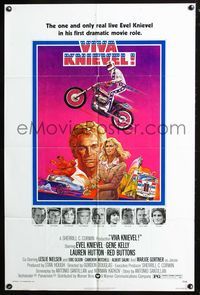 7k840 VIVA KNIEVEL 1sh '77 best artwork of the greatest motorcycle daredevil!