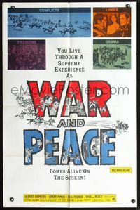 7k847 WAR & PEACE 1sh R63 Audrey Hepburn, Henry Fonda & Mel Ferrer, Leo Tolstoy epic!