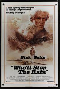 7k865 WHO'LL STOP THE RAIN 1sh '78 artwork of Nick Nolte & Tuesday Weld by Tom Jung!