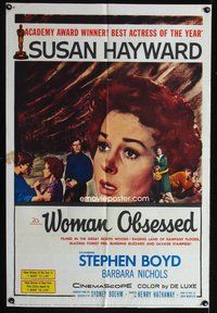 7k881 WOMAN OBSESSED 1sh '59 Best Actress Academy Award Winner Susan Hayward, Stephen Boyd
