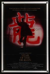 7k891 YEAR OF THE DRAGON 1sh '85 Mickey Rourke, Michael Cimino Asian crime thriller!