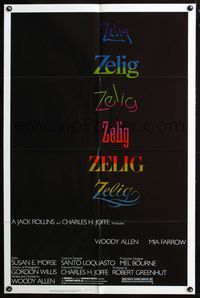 7k897 ZELIG 1sh '83 wacky Woody Allen directed fake mockumentary!