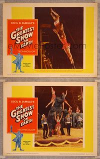 7m884 GREATEST SHOW ON EARTH 2 LCs R60 Cecil B. DeMille circus classic, Charlton Heston!