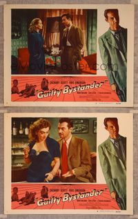 7m885 GUILTY BYSTANDER 2 LCs '50 alcoholic ex-cop detective Zachary Scott, Faye Emerson!