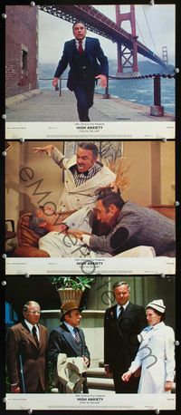 7m796 HIGH ANXIETY 3 color 11x14s '77 Mel Brooks, Cloris Leachman, Harvey Korman, a Psycho-Comedy!