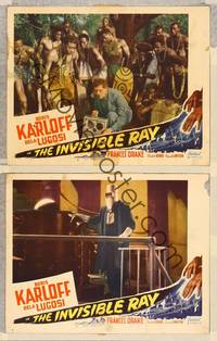7m900 INVISIBLE RAY 2 LCs R48 Boris Karloff in Universal horror, great sci-fi image!
