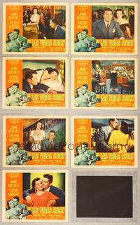 7m193 LAS VEGAS STORY 7 LCs '52 Victor Mature romances sexy Jane Russell & gives her jewelry!