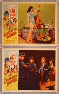 7m914 LOOKING FOR DANGER 2 LCs '57 Huntz Hall, w/ harem girl & held at gunpoint by Nazis!