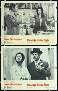 7m925 MARRIAGE ITALIAN STYLE 2 LCs '64 Matrimonio all'Italiana, Sophia Loren, Marcello Mastroianni!