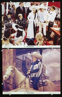7m930 MYRA BRECKINRIDGE 2 color 11x14 stills '70 Mae West, John Huston on horseback!