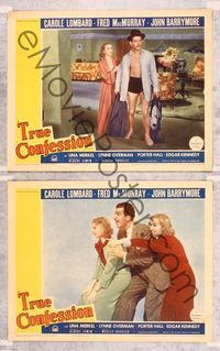 7m984 TRUE CONFESSION 2 LCs '37 Carole Lombard, Fred MacMurray, Wesley Ruggles directed!