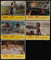 7m588 TWO FOR THE ROAD 5 LCs '67 Audrey Hepburn & Albert Finney embrace, directed by Stanley Donen!