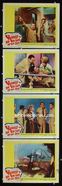 7m778 VOYAGE TO THE BOTTOM OF THE SEA 4 LCs '61 Walter Pidgeon & Peter Lorre, divers & monster!
