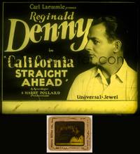 7p008 CALIFORNIA STRAIGHT AHEAD glass slide '25 super close up of race car driver Reginald Denny!