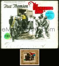 7p012 FIGHTING SAP glass slide '24 cowboy Fred Thomson in doorway facing down bad guys!