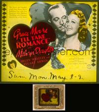 7p013 I'LL TAKE ROMANCE glass slide '37 Melvyn Douglas & Grace Moore at her gay and gorgeous best!