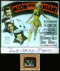 7p018 MOON OVER MIAMI style B glass slide '41 Don Ameche, Bob Cummings, art of sexy Betty Grable!