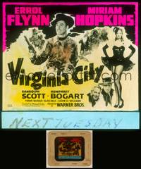 7p045 VIRGINIA CITY glass slide '40 Errol Flynn, Humphrey Bogart & Randolph Scott + sexy Hopkins!