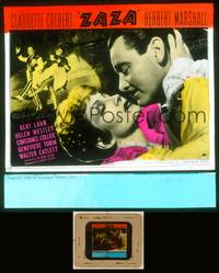 7p053 ZAZA glass slide '39 close up of sexy singer Claudette Colbert & Herbert Marshall!