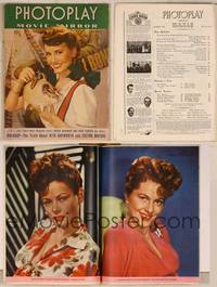 7p084 PHOTOPLAY magazine August 1943, portrait of Janet Blair with piggy bank by Paul Hesse!