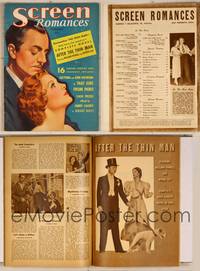 7p102 SCREEN ROMANCES magazine February 1937, art of Powell & Myrna Loy from After the Thin Man!