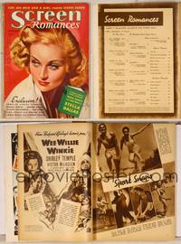 7p109 SCREEN ROMANCES magazine September 1937, art of prettiest Carole Lombard by Earl Christy!