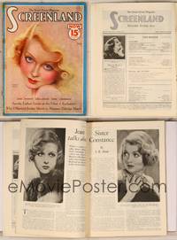 7p059 SCREENLAND magazine June 1933, art portrait of pretty Constance Bennett by Charles Sheldon!