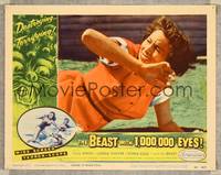 7r153 BEAST WITH 1,000,000 EYES LC #5 '55 close up of woman laying on ground terrified by monster!