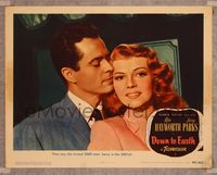 7r259 DOWN TO EARTH LC #7 '46 close up of Larry Parks nuzzling Rita Hayworth's face!