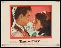 7r265 EAST OF EDEN LC #8 '55 super close up of James Dean & Julie Harris, directed by Elia Kazan!