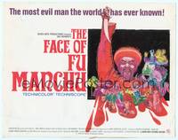 7r025 FACE OF FU MANCHU TC '65 art of Asian villain Christopher Lee by Mitchell Hooks, Sax Rohmer!
