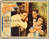 7r307 FOUR FRIGHTENED PEOPLE LC '33 Herbert Marshall holding hand over Claudette Colbert's mouth!