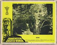 7r308 FRANKENSTEIN CREATED WOMAN LC #6 '67 c/u of shocked Susan Denberg holding severed head!