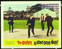 7r359 HARD DAY'S NIGHT LC #2 '64 great image of all four Beatles dancing on playground!