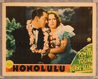 7r379 HONOLULU LC '39 great close romantic portrait of Eleanor Powell & Robert Young with leis!