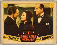 7r403 I TAKE THIS WOMAN LC '39 close up of pretty Hedy Lamarr, Spencer Tracy & Louis Calhern!