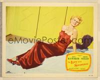 7r444 LADY FROM SHANGHAI LC #6 '47 most classic c/u of Rita Hayworth sprawled out in sexy gown!