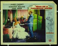 7r503 MAN OF A THOUSAND FACES LC #7 '57 close up of James Cagney standing by Dorothy Malone!