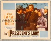 7r626 PRESIDENT'S LADY LC #6 '53 close up of Charlton Heston as Andrew Jackson with Susan Hayward!