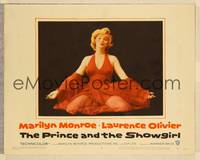 7r628 PRINCE & THE SHOWGIRL LC #8 '57 classic c/u of sexiest Marilyn Monroe kneeling in red dress!