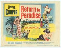 7r067 RETURN TO PARADISE TC '53 art of Gary Cooper, from James A. Michener's story!