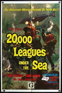 7s007 20,000 LEAGUES UNDER THE SEA 1sh R71 Jules Verne classic, wonderful art of deep sea divers!