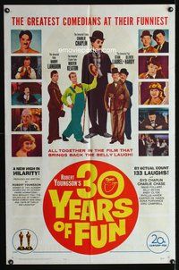 7s008 30 YEARS OF FUN 1sh '63 Charlie Chaplin, Buster Keaton, Laurel & Hardy, Harry Langdon!