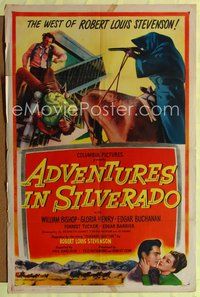 7s014 ADVENTURES IN SILVERADO 1sh '48 action art from the west of Robert Louis Stevenson!