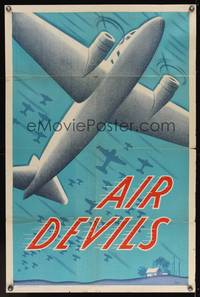 7s020 AIR DEVILS 1sh '38 cool artwork of WWII-era planes, Beryl Wallace, Larry Blake!