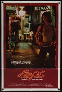 7s028 ALLEY CAT 1sh '84 sexy martial arts crime fighter Karin Mani!