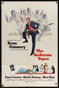 7s038 ANDERSON TAPES 1sh '71 art of Sean Connery & gang of masked robbers, Sidney Lumet
