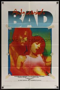 7s039 ANDY WARHOL'S BAD 1sh '77 Carroll Baker, Perry King, sexploitation black comedy!