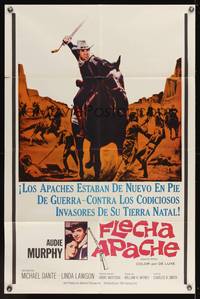 7s044 APACHE RIFLES Spanish/U.S. 1sh '64 Audie Murphy vowed to stop the bloodshed of two warring nations!
